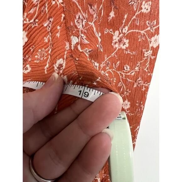 LULUS Wrap Mini Dress Rust Orange Small Floral Long Sleeve V-neck Cottage Boho - Picture 6 of 9